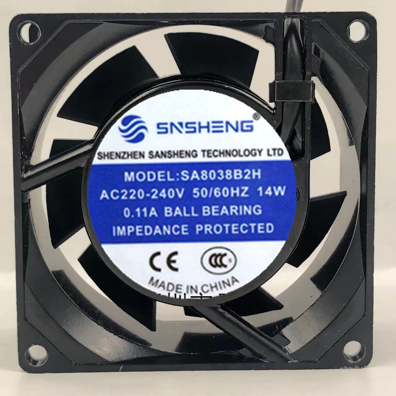 三胜snsheng sa8038b2h ac220-240v 14w 0.11a机柜静音风扇风机