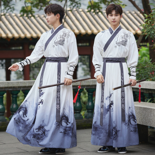 原创古风汉服男装帅气古装服装武侠风剑客学生表演服大码超仙套装