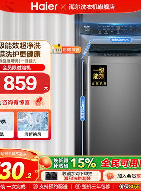 洗衣机以旧换新补贴海尔波轮8kg小型家用全自动租房除螨10D0