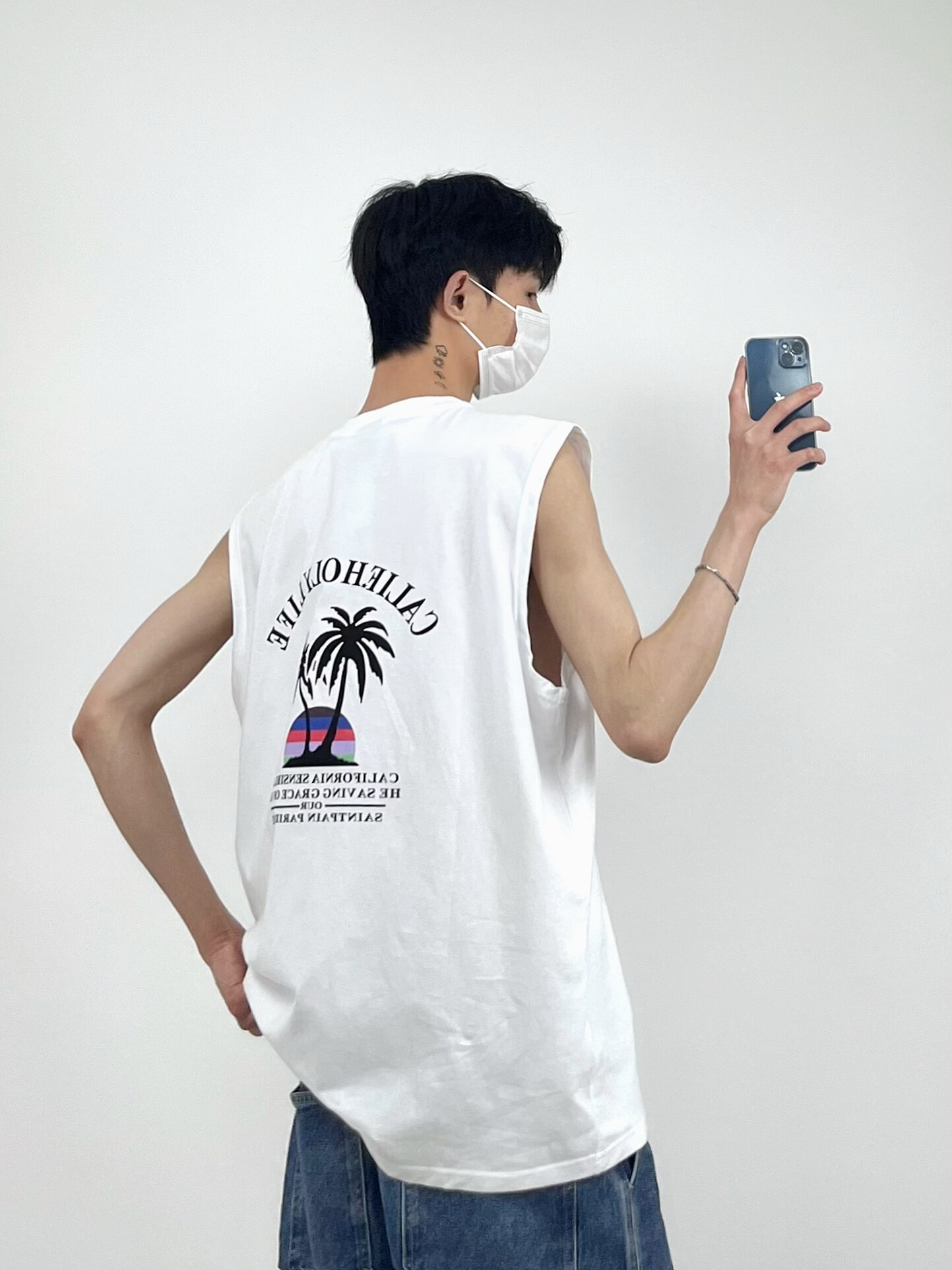 AYSD 夏季男士沙滩风坎肩背心韩版潮流休闲百搭宽松无袖打底上衣