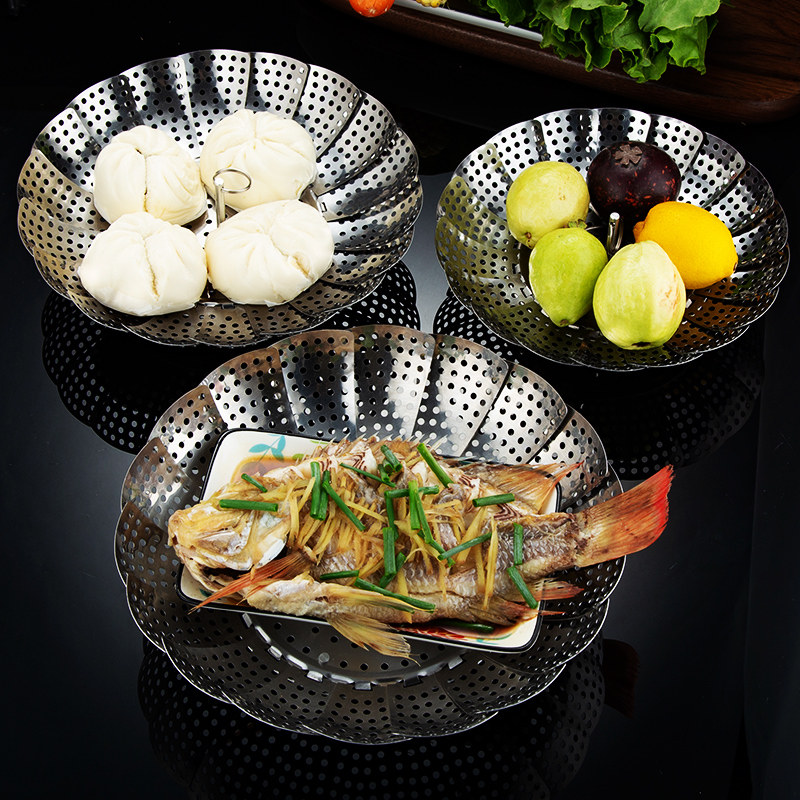 不锈钢蒸笼创意蒸架可收缩蒸盘小笼包蒸笼馒头蒸屉快速蒸菜神器