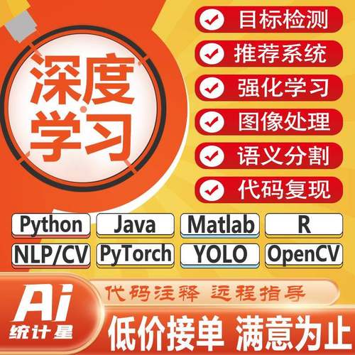 强化学习代做lstm算法预测python语义分割cv图像分类yolo目标检测