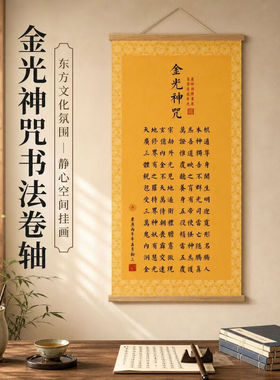 道家金光神咒书法挂画中式书房玄关静室国风装饰画护持家宅挂轴画