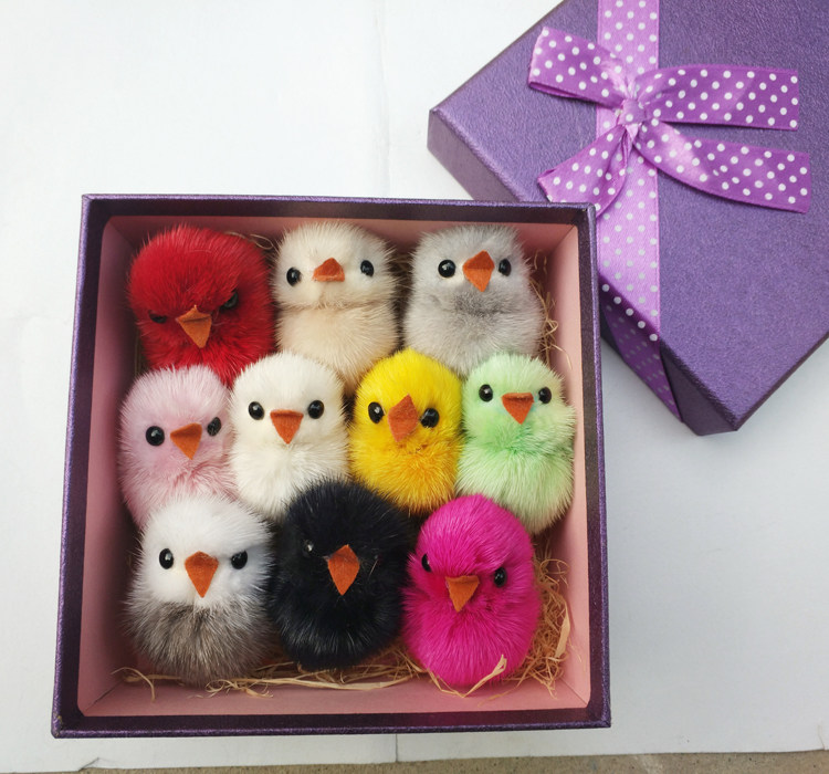 水貂毛小黄鸭小鸡仔皮草挂饰汽车钥匙扣可爱毛绒手机吊坠挂件小鸡