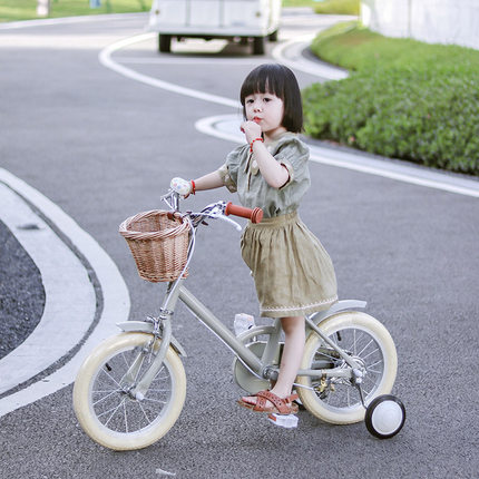 儿童自行车女孩3一6一9岁小孩单车宝宝脚踏车14/16/18寸复古童车