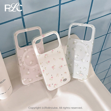 Rolincube原创苹果17Promax手机壳碎花iPhone17Pro磁吸Magsafe韩系16Pro时尚15Pro简约16Promax全包17高级ins