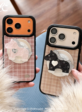 Rolincube原创苹果17Promax手机壳格纹iPhone17Pro磁吸壳Magsafe适用15Promax黑边16Pro时尚16Promax高级防摔