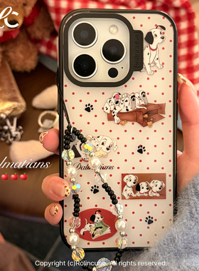 Rolincube原创苹果16ProMax手机壳可爱斑点狗适用17新款iPhone17Pro卡通16Pro双层15Pro全包17ProMax黑边防摔