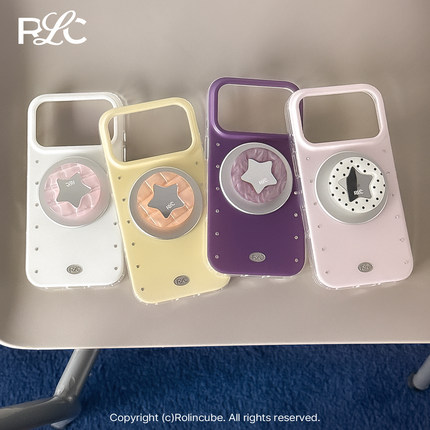 Rolincube原创镶钻纯色苹果17Promax手机壳ins简约iPhone17Pro新款15Pro磁吸壳Magsafe全包16Promax适用16Pro
