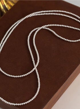 3-4mm白色元宝扣小米珠珍珠1.2m毛衣链MYLA512