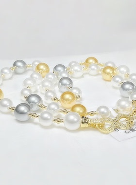 8+10mm莫兰迪混彩满天星八字扣珍珠60cm长项链XLA316