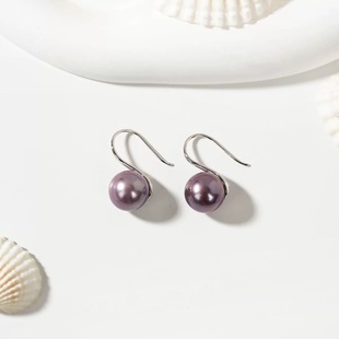 珍珠耳钩ESB403 13mm蓝莓紫高跟鞋