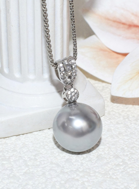 14-15mm铂金灰瓜子款施家贝珠吊坠DZB204