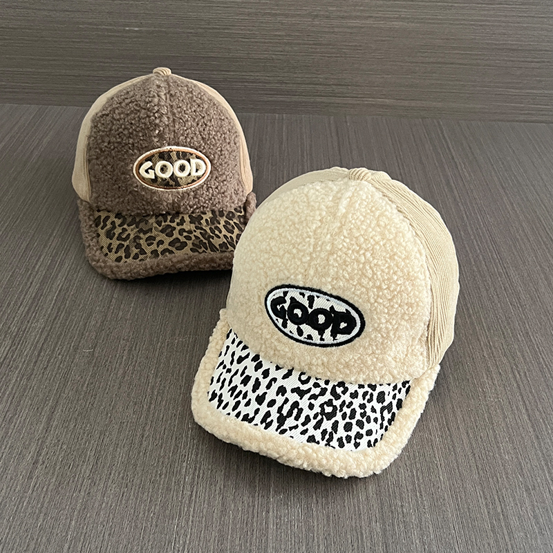 新款儿童帽子女秋冬羊羔绒拼接