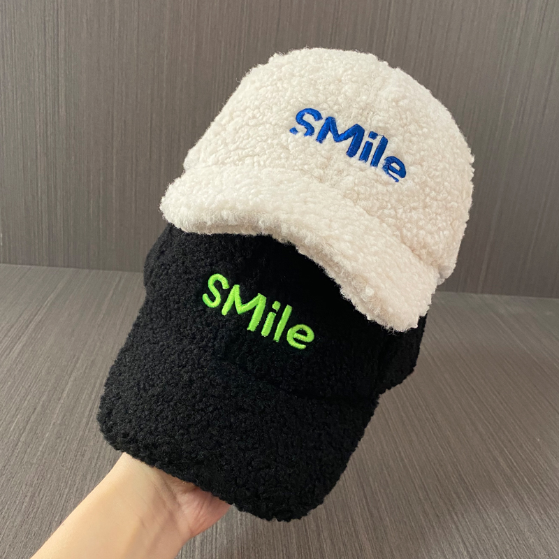 羊羔绒儿童帽子大檐鸭舌帽秋冬季