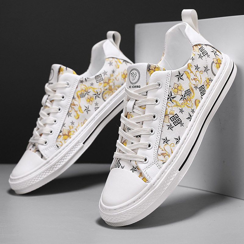 新款秋冬透气时尚个性系带款板鞋潮流百搭男士皮鞋四季休闲男潮鞋