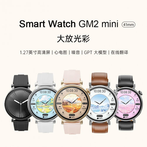 2026女款GM2mini智能手表 新款跨境信息提醒体温心率血压血氧监测