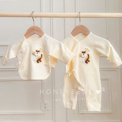 韩国ins初生婴儿纯棉a类马年新生宝宝衣服上衣和尚服2件春秋52码