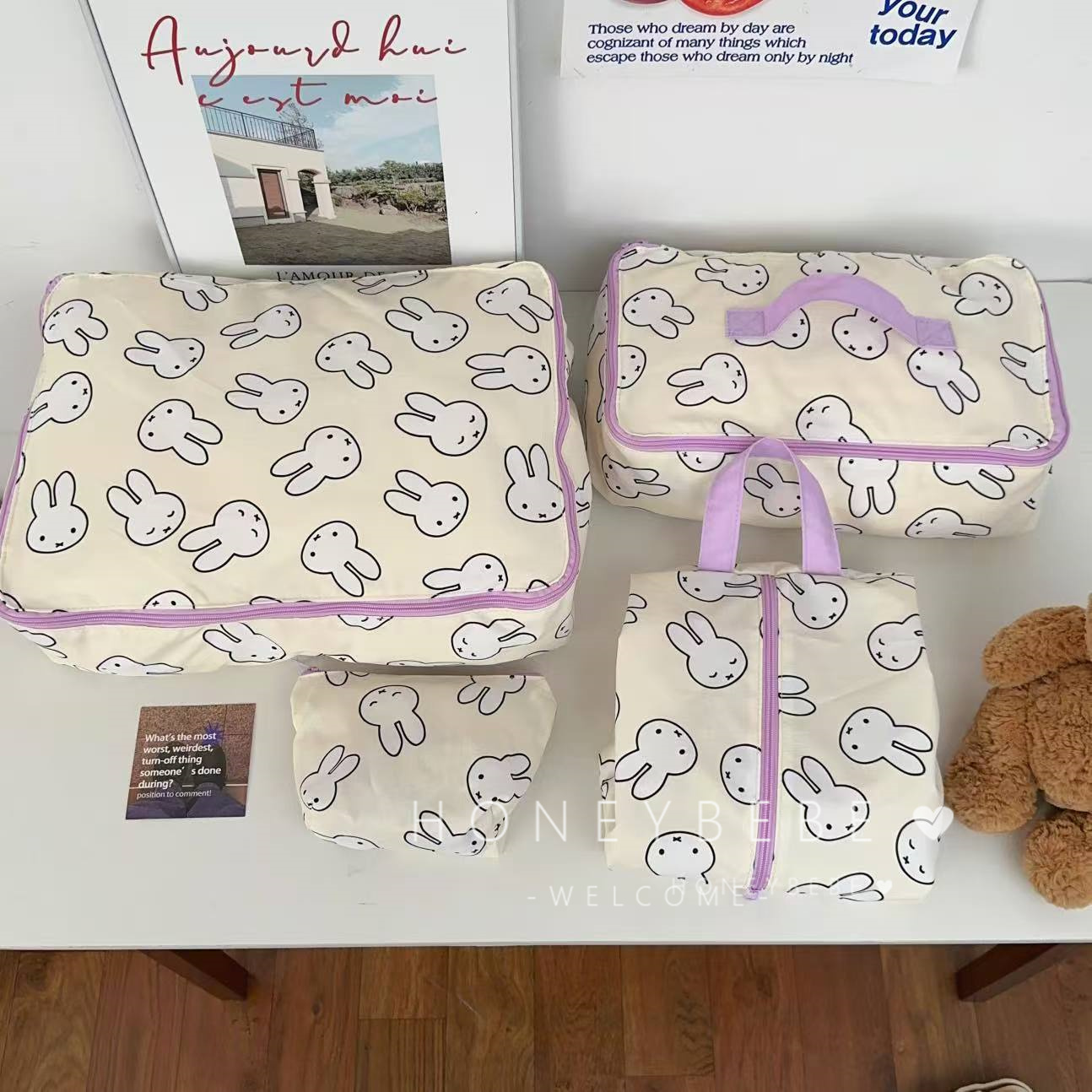 韩国ins卡通小兔收纳袋出差旅行便携整理收纳包行李箱衣物分装袋