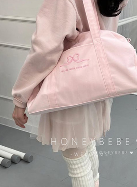 韩国ins舞蹈包2025新款大容量蝴蝶结刺绣户外运动瑜伽单肩健身包