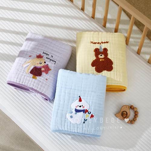 韩国ins婴儿浴巾纯棉六层纱布宝宝洗澡新生儿浴巾吸水盖毯抱被巾