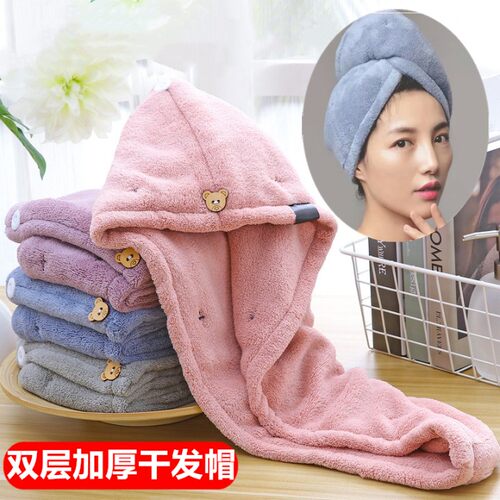 韩式双层加厚干发帽抖音长发神器
