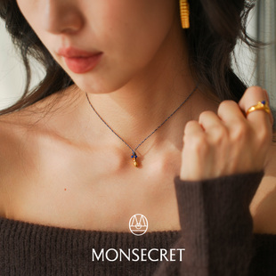 MONSECRET棕榈籽细绳项链迷你简约百搭吊坠锁骨链小众设计感配饰