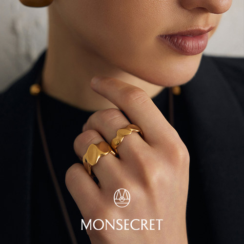 MONSECRET 印记戒指女轻奢高级感设计小众素圈指环冷淡风食指戒