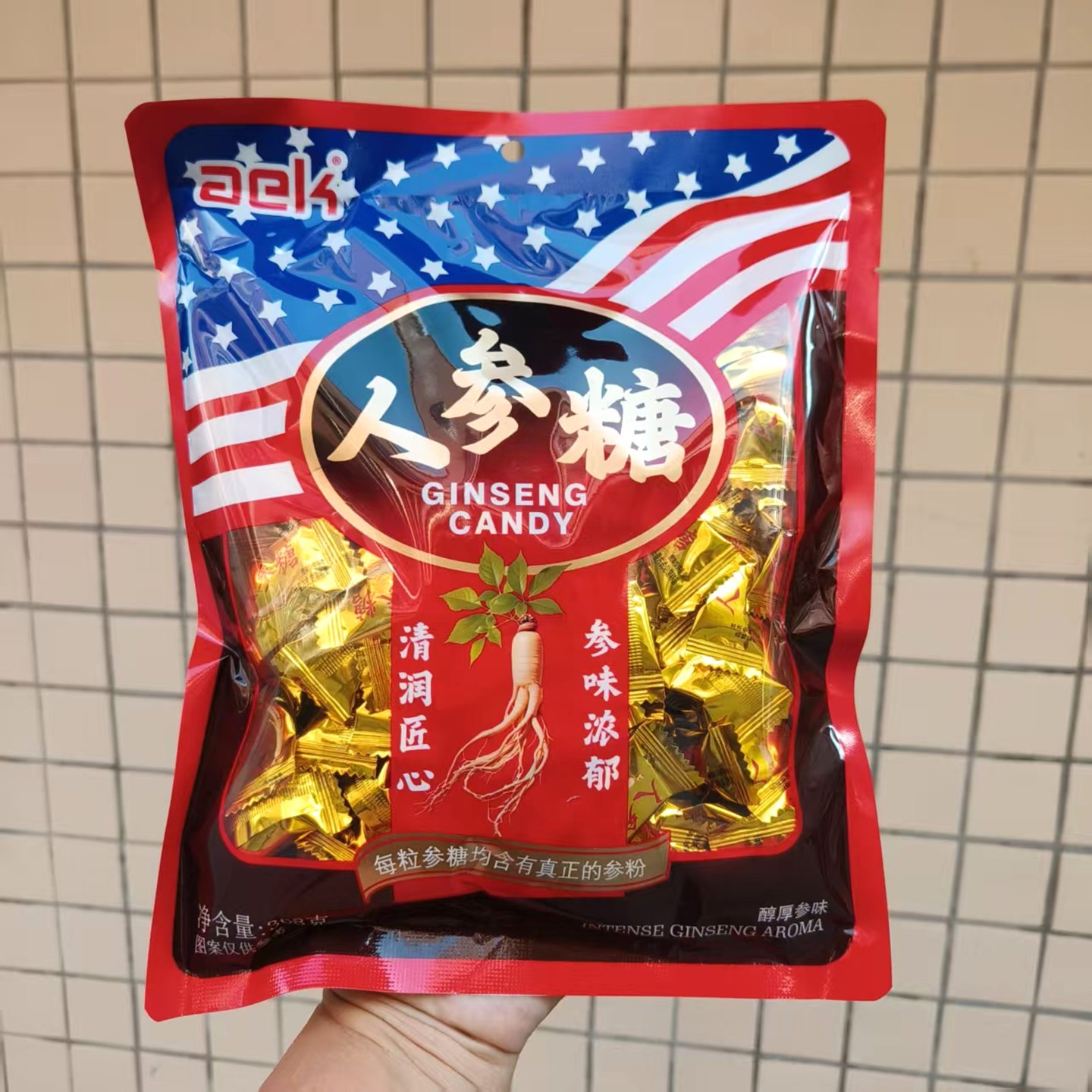 香港泰好卖人参糖果368*3包清凉硬糖榴莲奶糖甜花旗参味怀旧零食