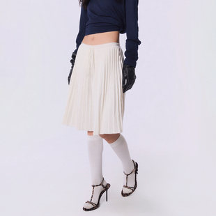 OTHERSTORE 百搭设计气质显瘦伞裙 系绳针织百褶半身裙女秋冬新款