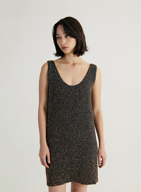 OTHERSTORE 致命女人 法式重磅珠片提花裙子女优雅气质显瘦连衣裙