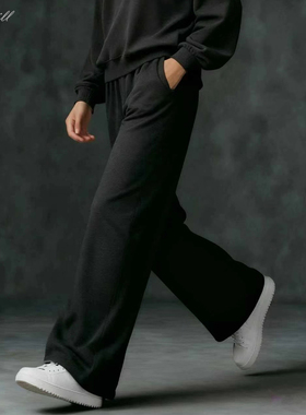 Lakewill秋冬休闲裤女保暖显瘦松紧腰百搭内里磨毛遮肉运动裤女