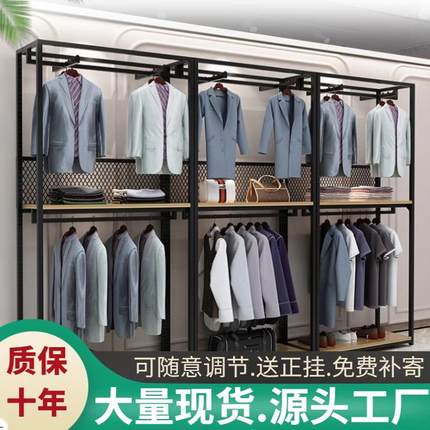 服装展示架衣服架子双层落地式挂衣架男女装店层高随意调节可拆卸