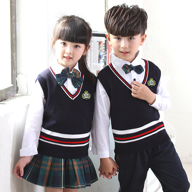 中小学生儿童校服2025春秋装新款男女童幼儿园毛线背心领结班服潮