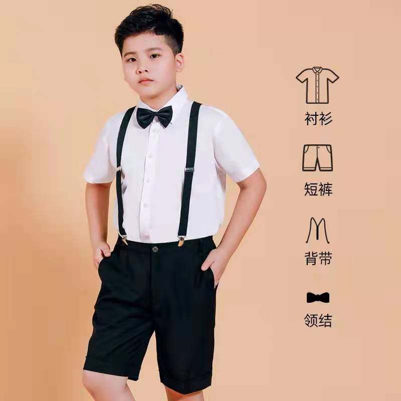 胖男童小学生加肥加大表演服纯棉白衬衫西裤套装中大童钢琴演出服
