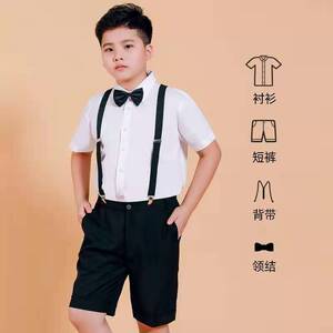 胖男童加肥加大白衬衫套装表演服