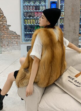 芬兰进口红狐银狐整皮狐狸毛皮草马甲背心短款坎肩经典时尚外套女