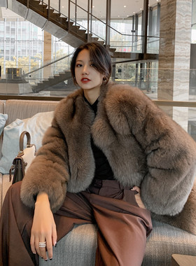 2025秋冬新款进口整皮狐狸毛皮草外套女中长款经典显瘦裘皮大衣