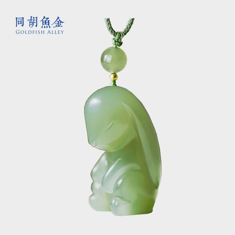 天然和田玉十二生肖美梦兔子挂件
