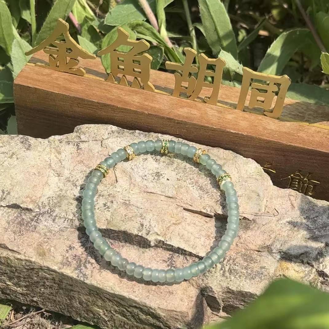 天然A货翡翠直切药片手串
