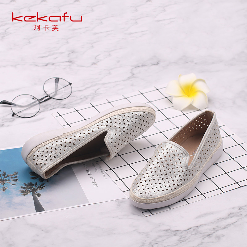 珂卡芙韩版夏季低跟平跟镂空凉鞋时尚白色乐福鞋单鞋女凉鞋|msdalam kategori Kasut wanita, kasut rendah - dari Buy2taobao.com untuk memberikan perkhidmatan ejen Taobao profesional membeli