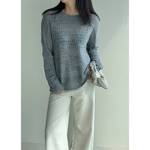 宽松毛衣设计感新款 小众时尚 羊绒女 圆领镂空针织衫 25AX9A058