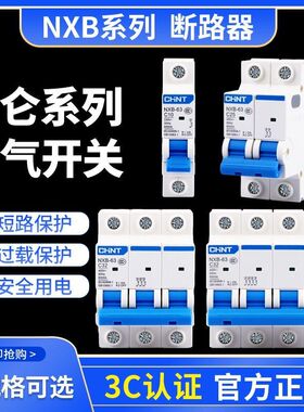 正泰NXB空气开关断路器家用空开1P2P3P4P32A163A250V380V空气开关