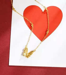 沙金仿真金花月佳期蝴蝶锁骨链