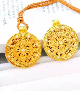 金店同款沙金点钻八宝罗盘吊坠