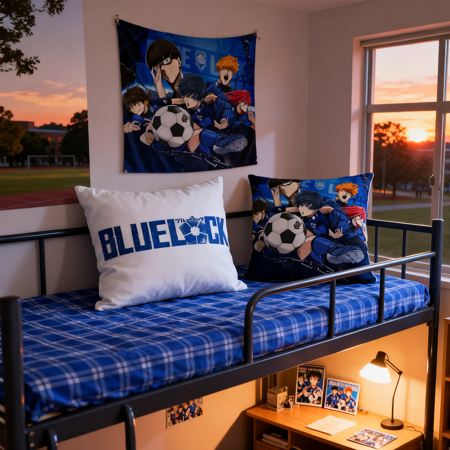 来图定制蓝色监狱漫画短毛绒亲肤方形抱枕DIY情侣靠枕腰部靠枕