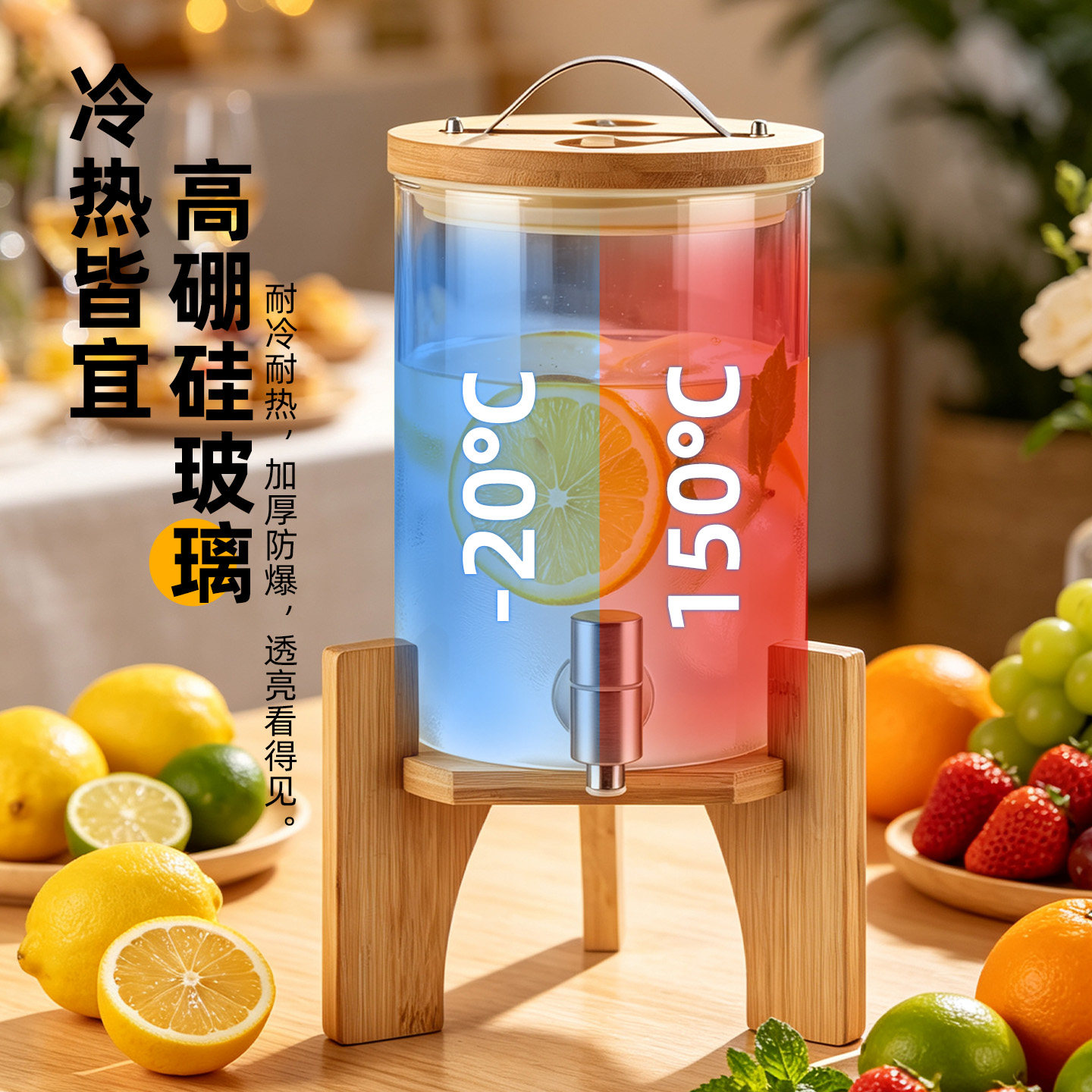 耐高温玻璃青梅泡酒瓶带龙头泡酒坛葡萄酿酒瓶可乐饮料桶商用自助