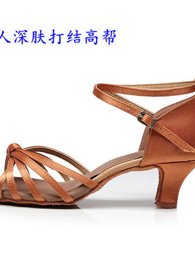 成人儿童女士优质拉丁舞蹈鞋中高跟牛皮毛低室内包邮软底夏季秋冬