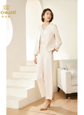 乔万尼直筒裤女2026春季气质高级感白色长裤EM3F470