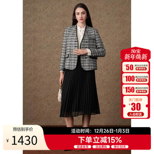 2025秋冬新品 乔万尼绵羊毛短外套格纹小香风EM4B553